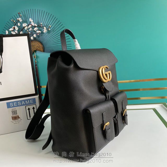 Gucci古馳包包 G家新款雙肩包 款號:429007 古奇黑色全皮男士雙肩背包  gdj1225